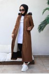  Kapüşonlu Bondit Tesettür Mont Taba 1054