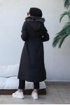 Bel Büzgülü Bondit Tesettür Kaban Lacivert 8009 Bel Büzgülü Bondit Tesettür Kaban Lacivert 8009