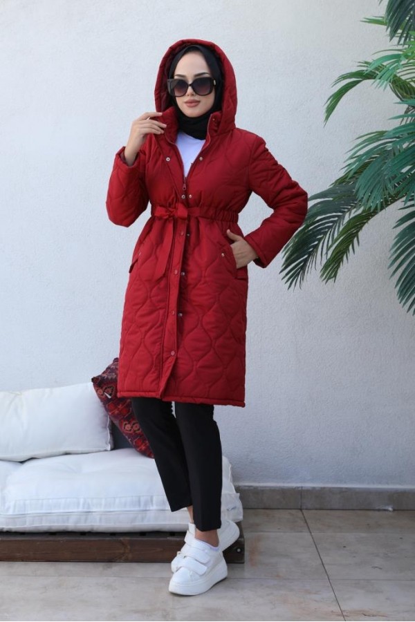  Kapitone Tesettür Mont Bordo 8280