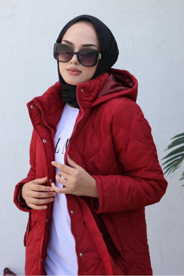  Kapitone Tesettür Mont Bordo 8280