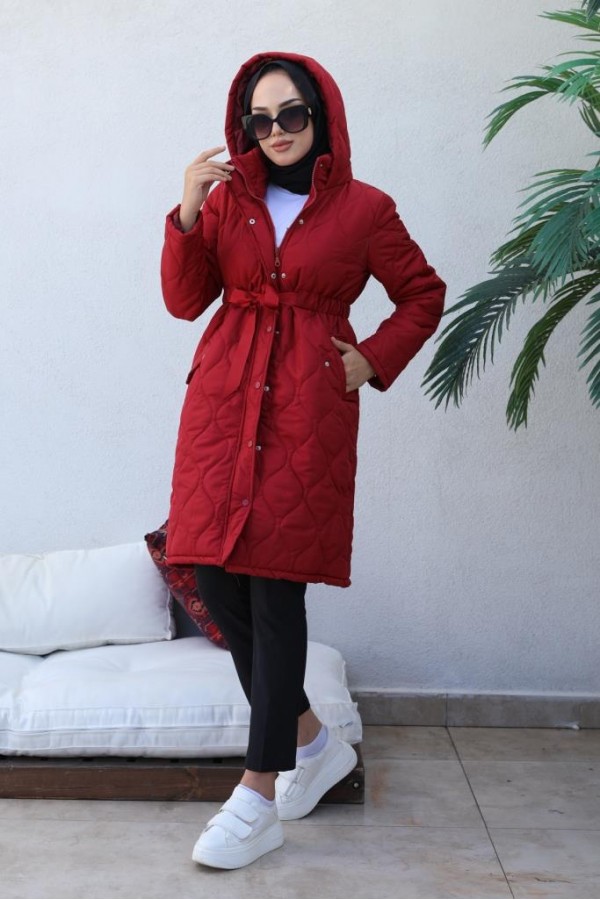  Kapitone Tesettür Mont Bordo 8280