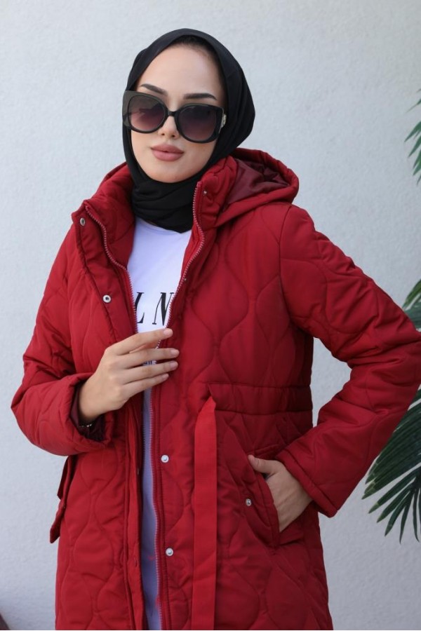  Kapitone Tesettür Mont Bordo 8280