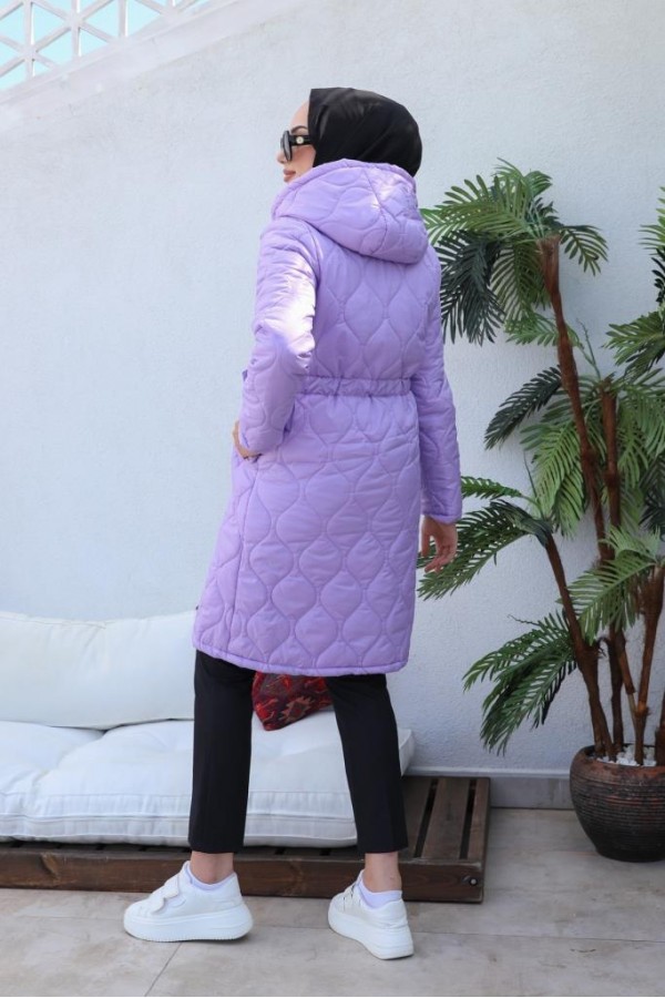  Kapitone Tesettür Mont Lila 8280