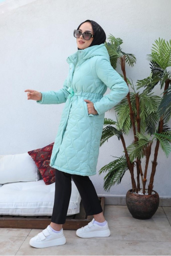  Kapitone Tesettür Mont Mint 8280