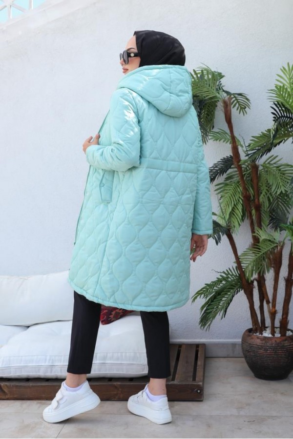  Kapitone Tesettür Mont Mint 8280