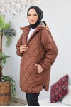  Baklava Dilimli Kapitone Tesettür Mont Kahverengi 2256