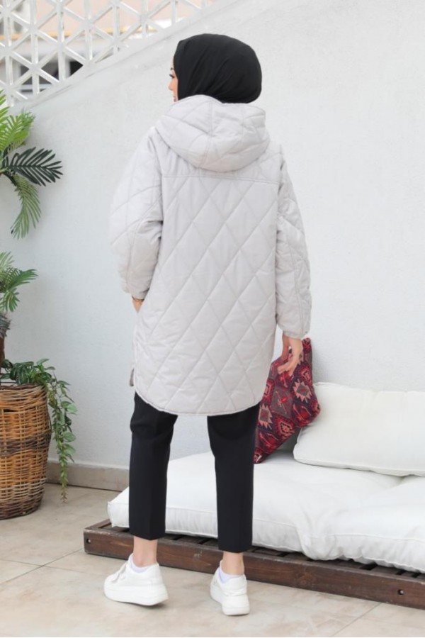  Baklava Dilimli Kapitone Tesettür Mont Taş 2256