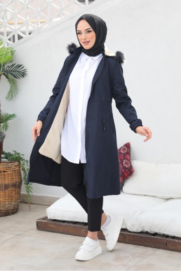 İçi Peluşlu Bondit Kaban Lacivert 3004-1 İçi Peluşlu Bondit Kaban Lacivert 3004-1