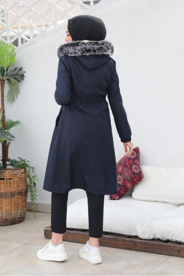 İçi Peluşlu Bondit Kaban Lacivert 3004-1 İçi Peluşlu Bondit Kaban Lacivert 3004-1