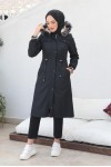 Kolları Lastikli İçi Peluşlu Bondit Kaban Siyah 4604 Kolları Lastikli İçi Peluşlu Bondit Kaban Siyah 4604