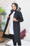 Kolları Lastikli İçi Peluşlu Bondit Kaban Siyah 4604 Kolları Lastikli İçi Peluşlu Bondit Kaban Siyah 4604