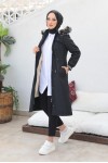 Kolları Lastikli İçi Peluşlu Bondit Kaban Siyah 4604 Kolları Lastikli İçi Peluşlu Bondit Kaban Siyah 4604