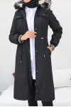 Kolları Lastikli İçi Peluşlu Bondit Kaban Siyah 4604 Kolları Lastikli İçi Peluşlu Bondit Kaban Siyah 4604