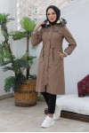 Kolları Lastikli İçi Peluşlu Bondit Kaban Vizon 4604 Kolları Lastikli İçi Peluşlu Bondit Kaban Vizon 4604