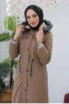 Kolları Lastikli İçi Peluşlu Bondit Kaban Vizon 4604 Kolları Lastikli İçi Peluşlu Bondit Kaban Vizon 4604