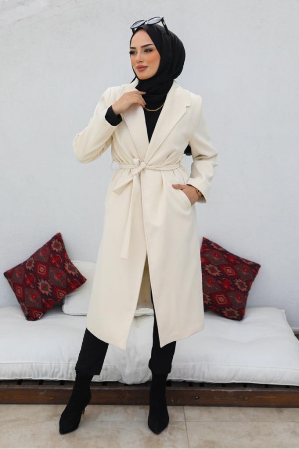 Uzun Kaşe Kaban Ekru 61520 Uzun Kaşe Kaban Ekru 61520