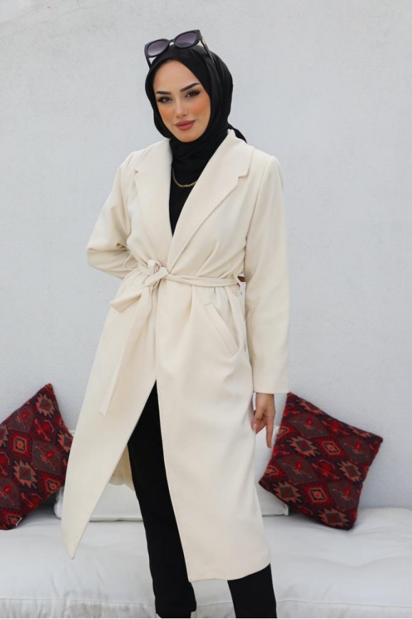 Uzun Kaşe Kaban Ekru 61520 Uzun Kaşe Kaban Ekru 61520