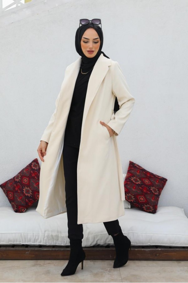 Uzun Kaşe Kaban Ekru 61520 Uzun Kaşe Kaban Ekru 61520