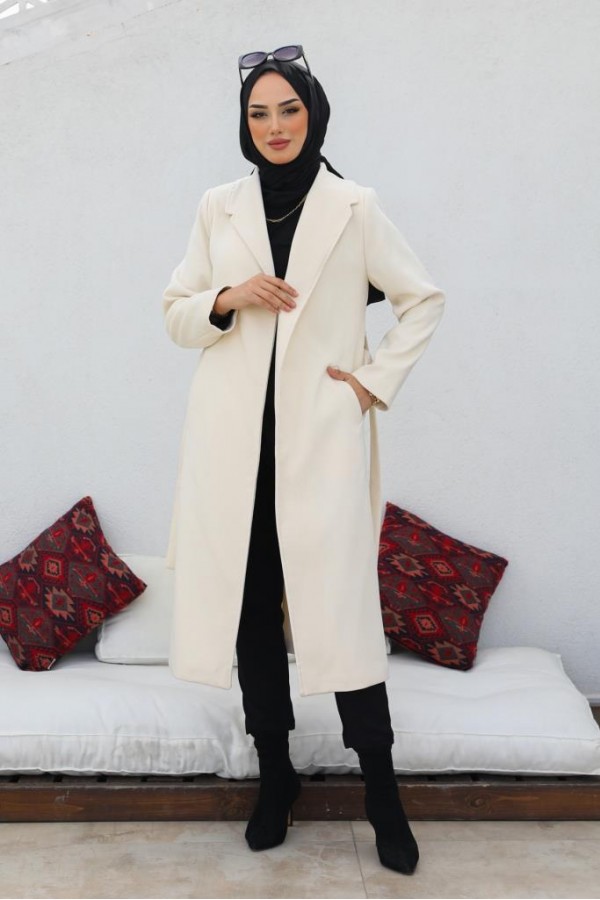 Uzun Kaşe Kaban Ekru 61520 Uzun Kaşe Kaban Ekru 61520