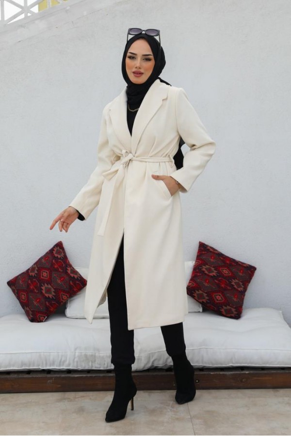 Uzun Kaşe Kaban Ekru 61520 Uzun Kaşe Kaban Ekru 61520