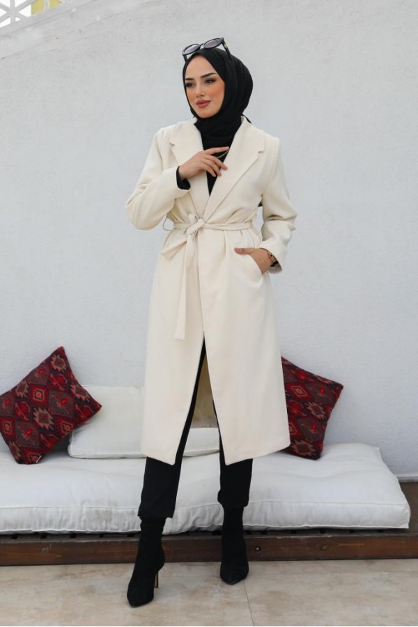 Uzun Kaşe Kaban Ekru 61520 Uzun Kaşe Kaban Ekru 61520