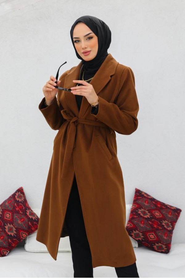 Uzun Kaşe Kaban Kahverengi 61520 Uzun Kaşe Kaban Kahverengi 61520