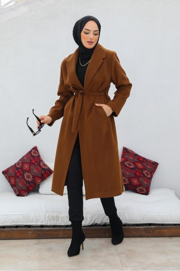 Uzun Kaşe Kaban Kahverengi 61520 Uzun Kaşe Kaban Kahverengi 61520