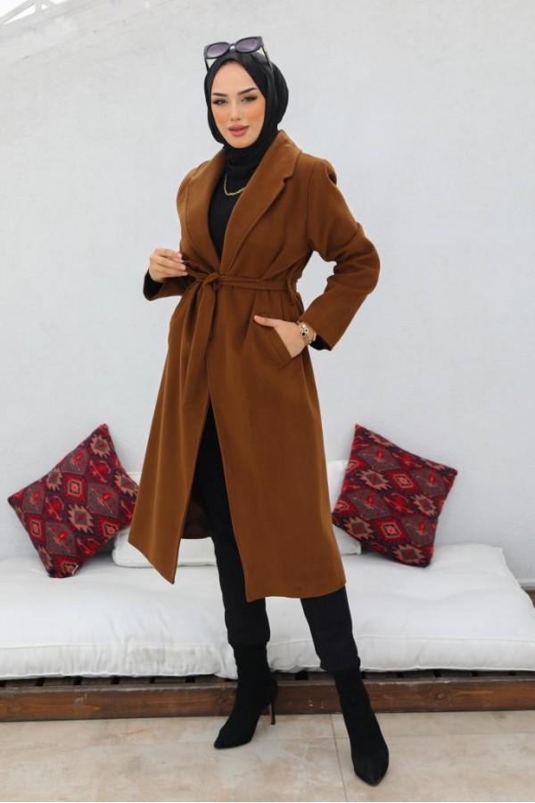 Uzun Kaşe Kaban Kahverengi 61520 Uzun Kaşe Kaban Kahverengi 61520