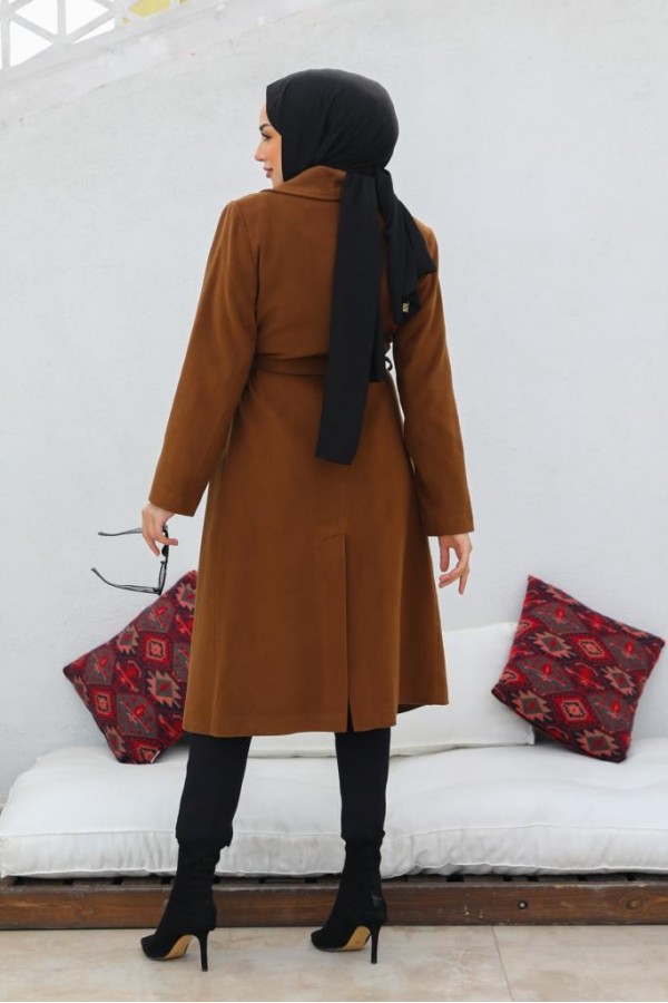 Uzun Kaşe Kaban Kahverengi 61520 Uzun Kaşe Kaban Kahverengi 61520