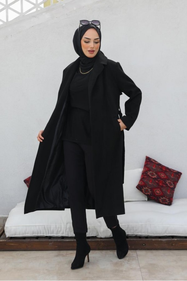 Uzun Kaşe Kaban Siyah 61520 Uzun Kaşe Kaban Siyah 61520