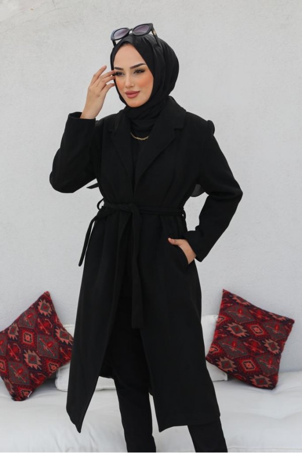 Uzun Kaşe Kaban Siyah 61520 Uzun Kaşe Kaban Siyah 61520