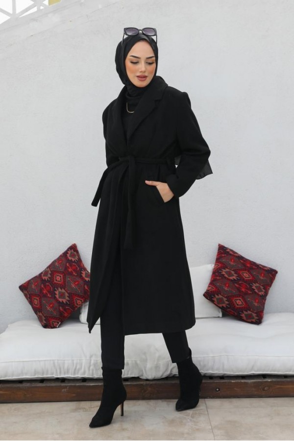 Uzun Kaşe Kaban Siyah 61520 Uzun Kaşe Kaban Siyah 61520