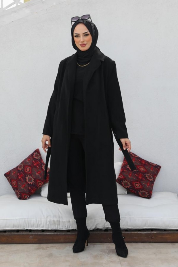 Uzun Kaşe Kaban Siyah 61520 Uzun Kaşe Kaban Siyah 61520