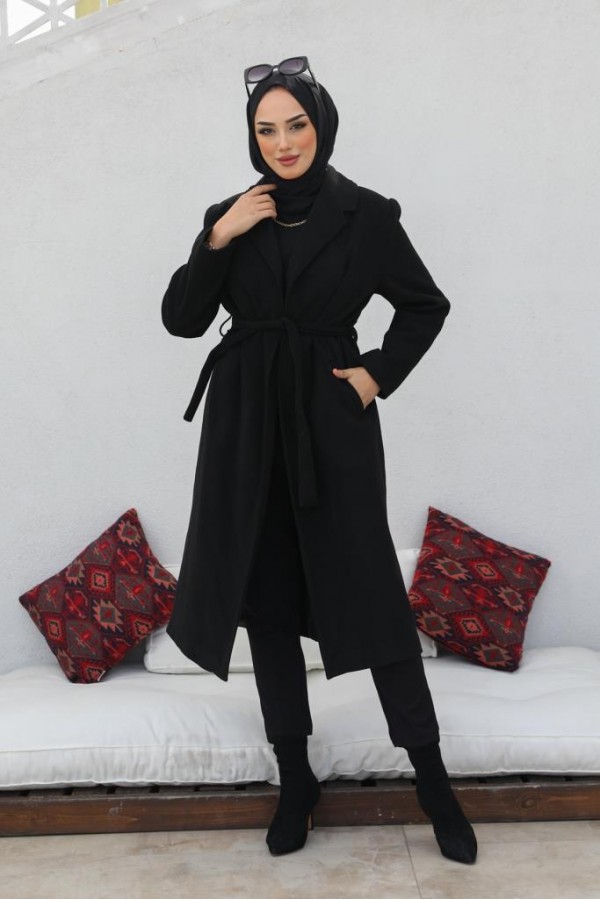 Uzun Kaşe Kaban Siyah 61520 Uzun Kaşe Kaban Siyah 61520