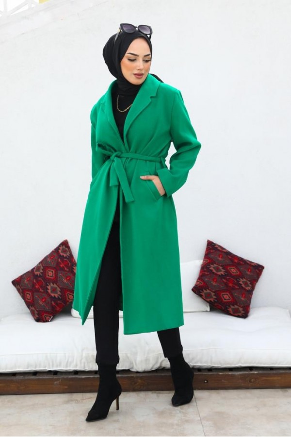 Uzun Kaşe Kaban Yeşil 61520 Uzun Kaşe Kaban Yeşil 61520