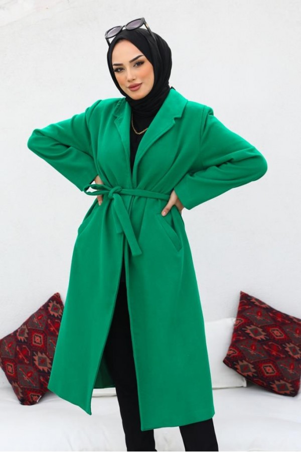 Uzun Kaşe Kaban Yeşil 61520 Uzun Kaşe Kaban Yeşil 61520