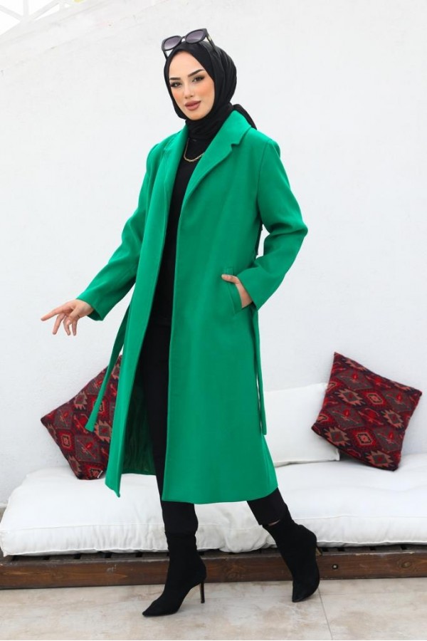 Uzun Kaşe Kaban Yeşil 61520 Uzun Kaşe Kaban Yeşil 61520