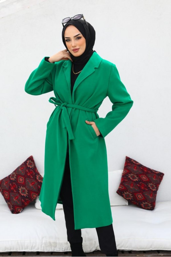 Uzun Kaşe Kaban Yeşil 61520 Uzun Kaşe Kaban Yeşil 61520