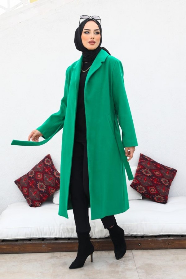 Uzun Kaşe Kaban Yeşil 61520 Uzun Kaşe Kaban Yeşil 61520