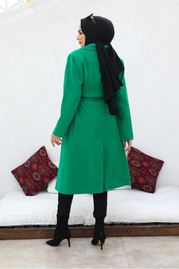 Uzun Kaşe Kaban Yeşil 61520 Uzun Kaşe Kaban Yeşil 61520