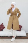 Tesettür Trençkot Camel 5853 Tesettür Trençkot Camel 5853