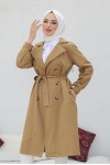 Tesettür Trençkot Camel 5853 Tesettür Trençkot Camel 5853