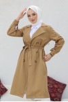 Tesettür Trençkot Camel 5853 Tesettür Trençkot Camel 5853