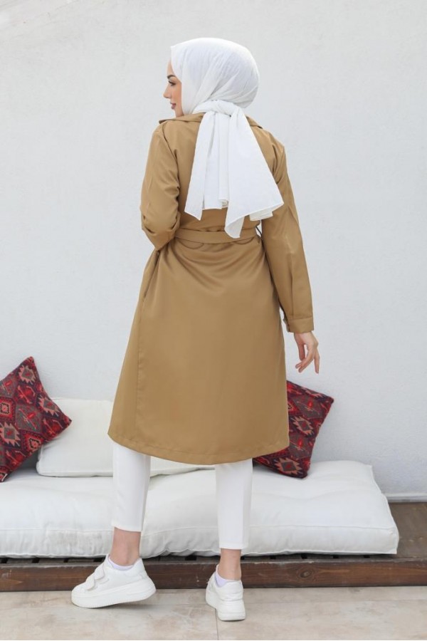 Tesettür Trençkot Camel 5853 Tesettür Trençkot Camel 5853