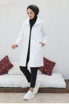 Çıtçıtlı Scuba Tesettür Kap Beyaz 85019