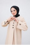 Kolu Yırtmaçlı Düğmeli Kaban Bej 81004 Kolu Yırtmaçlı Düğmeli Kaban Bej 81004
