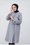 Kolu Yırtmaçlı Düğmeli Kaban Gri 81004 Kolu Yırtmaçlı Düğmeli Kaban Gri 81004