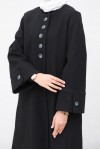 Kolu Yırtmaçlı Düğmeli Kaban Siyah 81004 Kolu Yırtmaçlı Düğmeli Kaban Siyah 81004