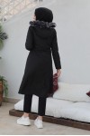 İçi Kürklü Bondit Tesettür Kaban Siyah 1017 İçi Kürklü Bondit Tesettür Kaban Siyah 1017