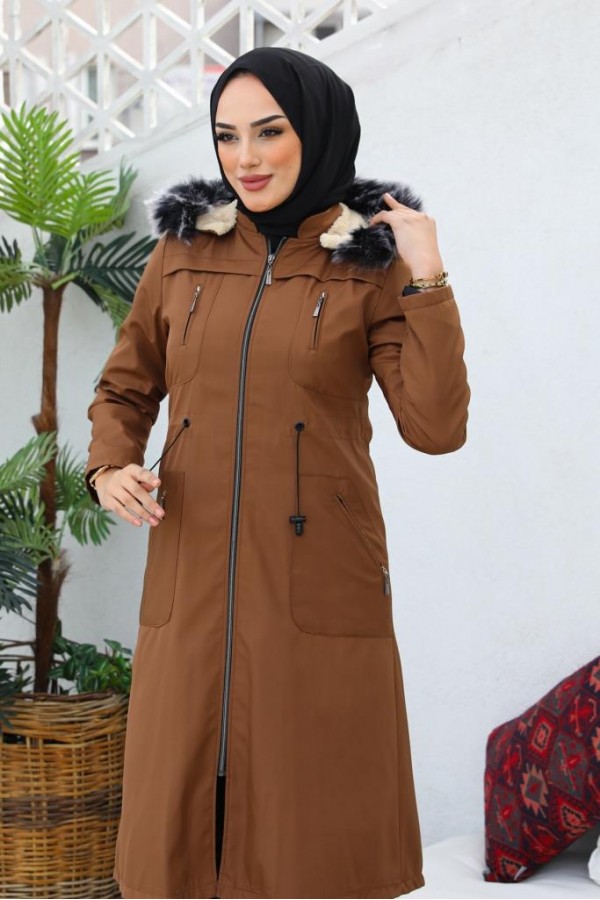 İçi Kürklü Bondit Tesettür Kaban Taba 1017 İçi Kürklü Bondit Tesettür Kaban Taba 1017